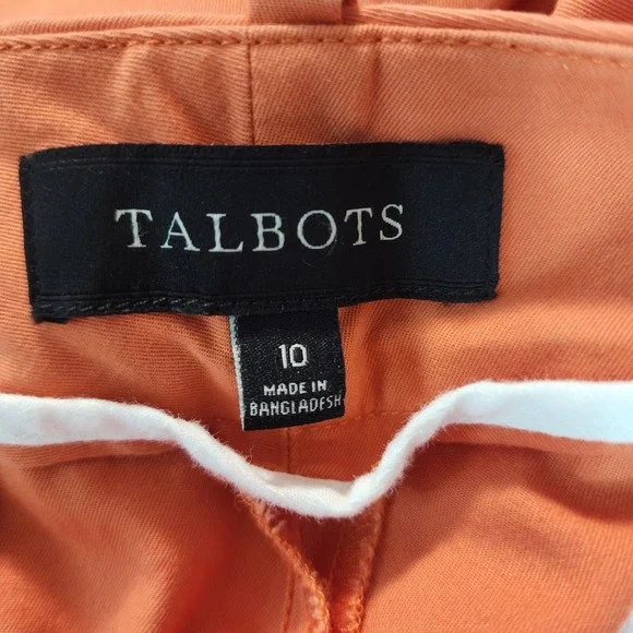 TALBOTS Size 10 Orange Chino Cotton Stretch Shorts Casual Preppy Summer - Picture 6 of 7